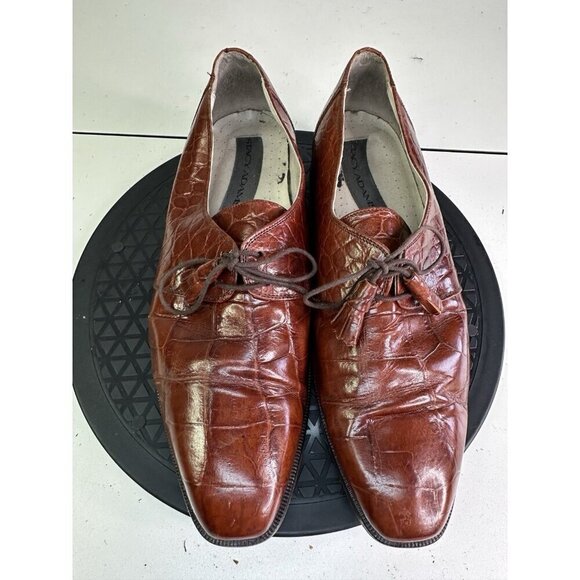 Stacy Adams Mens Oxford Dress Shoes Brown Faux Alligator Tassel Lace Up 9.5 main image 6